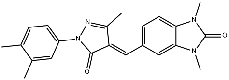 5-{[1-(3,4-dimethylphenyl)-3-methyl-5-oxo-1,5-dihydro-4H-pyrazol-4-ylidene]methyl}-1,3-dimethyl-1,3-dihydro-2H-benzimidazol-2-one Structure