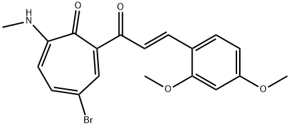 4-bromo-2-[3-(2,4-dimethoxyphenyl)acryloyl]-7-(methylamino)-2,4,6-cycloheptatrien-1-one Structure