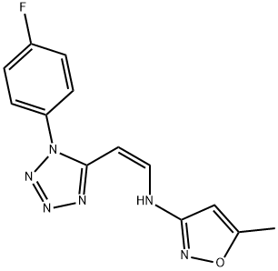 N-{2-[1-(4-fluorophenyl)-1H-tetraazol-5-yl]vinyl}-N-(5-methyl-3-isoxazolyl)amine 구조식 이미지