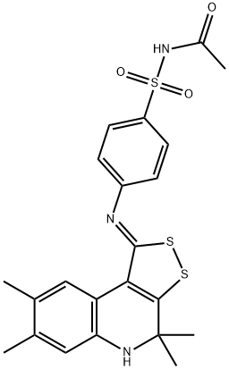 N-acetyl-4-[(4,4,7,8-tetramethyl-4,5-dihydro-1H-[1,2]dithiolo[3,4-c]quinolin-1-ylidene)amino]benzenesulfonamide Structure