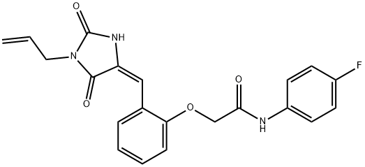 2-{2-[(1-allyl-2,5-dioxo-4-imidazolidinylidene)methyl]phenoxy}-N-(4-fluorophenyl)acetamide 구조식 이미지