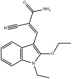 2-cyano-3-(2-ethoxy-1-ethyl-1H-indol-3-yl)acrylamide Structure