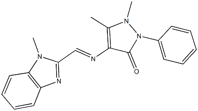 1,5-dimethyl-4-{[(1-methyl-1H-benzimidazol-2-yl)methylene]amino}-2-phenyl-1,2-dihydro-3H-pyrazol-3-one 구조식 이미지