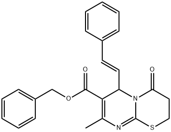 benzyl 8-methyl-4-oxo-6-(2-phenylvinyl)-3,4-dihydro-2H,6H-pyrimido[2,1-b][1,3]thiazine-7-carboxylate Structure