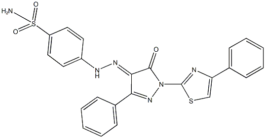 4-{2-[5-oxo-3-phenyl-1-(4-phenyl-1,3-thiazol-2-yl)-1,5-dihydro-4H-pyrazol-4-ylidene]hydrazino}benzenesulfonamide Structure