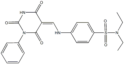 N,N-diethyl-4-{[(2,4,6-trioxo-1-phenyltetrahydro-5(2H)-pyrimidinylidene)methyl]amino}benzenesulfonamide 구조식 이미지