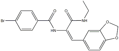 N-{2-(1,3-benzodioxol-5-yl)-1-[(ethylamino)carbonyl]vinyl}-4-bromobenzamide 구조식 이미지