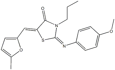 2-[(4-methoxyphenyl)imino]-5-[(5-methyl-2-furyl)methylene]-3-propyl-1,3-thiazolidin-4-one 구조식 이미지