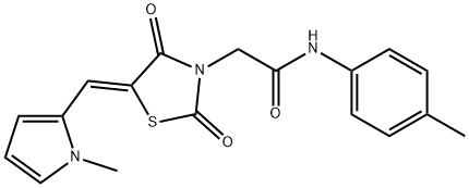 N-(4-methylphenyl)-2-{5-[(1-methyl-1H-pyrrol-2-yl)methylene]-2,4-dioxo-1,3-thiazolidin-3-yl}acetamide 구조식 이미지