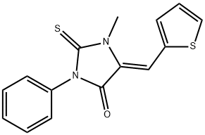 1-methyl-3-phenyl-5-(2-thienylmethylene)-2-thioxo-4-imidazolidinone Structure