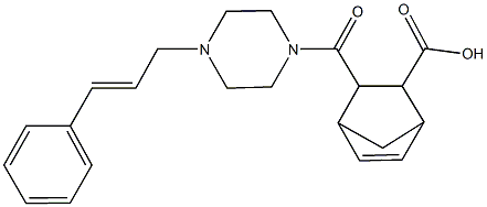 3-[(4-cinnamyl-1-piperazinyl)carbonyl]bicyclo[2.2.1]hept-5-ene-2-carboxylic acid 구조식 이미지