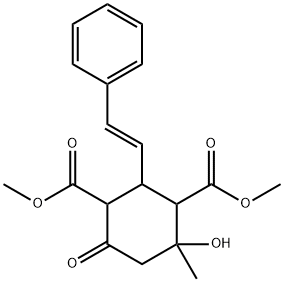 dimethyl 4-hydroxy-4-methyl-6-oxo-2-(2-phenylvinyl)-1,3-cyclohexanedicarboxylate 구조식 이미지