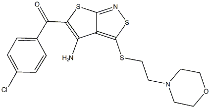 (4-amino-3-{[2-(4-morpholinyl)ethyl]sulfanyl}thieno[2,3-c]isothiazol-5-yl)(4-chlorophenyl)methanone Structure