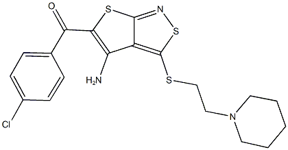 (4-amino-3-{[2-(1-piperidinyl)ethyl]sulfanyl}thieno[2,3-c]isothiazol-5-yl)(4-chlorophenyl)methanone 구조식 이미지