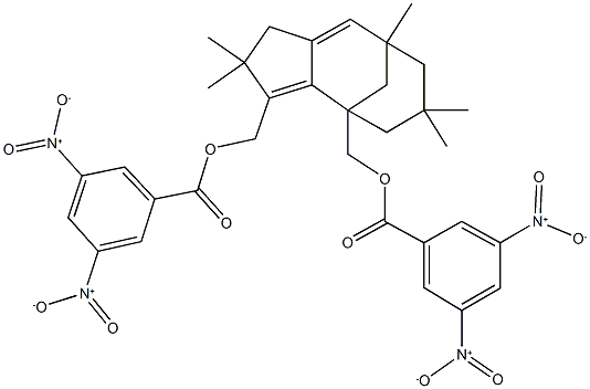(3-{[(3,5-dinitrobenzoyl)oxy]methyl}-4,4,8,10,10-pentamethyltricyclo[6.3.1.0~2,6~]dodeca-2,6-dien-1-yl)methyl 3,5-dinitrobenzoate 구조식 이미지