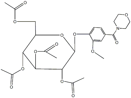 3,5-bis(acetyloxy)-2-[(acetyloxy)methyl]-6-[2-methoxy-4-(4-morpholinylcarbonyl)phenoxy]tetrahydro-2H-pyran-4-yl acetate 구조식 이미지