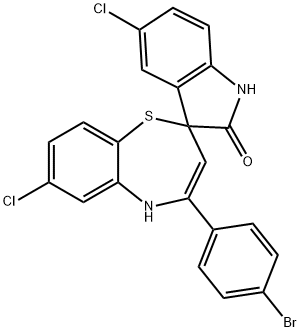 4-(4-bromophenyl)-5',7-dichloro-1',2,3',5-tetrahydrospiro([1,5]benzothiazepine-2,3'-[2'H]-indole)-2'-one 구조식 이미지