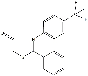 2-phenyl-3-[4-(trifluoromethyl)phenyl]-1,3-thiazolidin-4-one 구조식 이미지