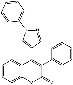 3-phenyl-4-(1-phenyl-1H-pyrazol-4-yl)-2H-chromen-2-one Structure