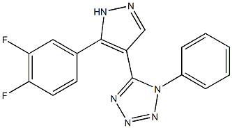 5-[5-(3,4-difluorophenyl)-1H-pyrazol-4-yl]-1-phenyl-1H-tetraazole 구조식 이미지