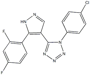 1-(4-chlorophenyl)-5-[5-(2,4-difluorophenyl)-1H-pyrazol-4-yl]-1H-tetraazole Structure