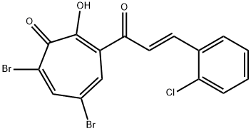 5,7-dibromo-3-[3-(2-chlorophenyl)acryloyl]-2-hydroxy-2,4,6-cycloheptatrien-1-one Structure