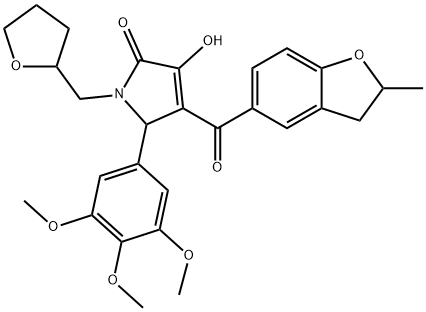 3-hydroxy-4-[(2-methyl-2,3-dihydro-1-benzofuran-5-yl)carbonyl]-1-(tetrahydro-2-furanylmethyl)-5-(3,4,5-trimethoxyphenyl)-1,5-dihydro-2H-pyrrol-2-one 구조식 이미지