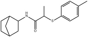 N-bicyclo[2.2.1]hept-2-yl-2-[(4-methylphenyl)sulfanyl]propanamide 구조식 이미지
