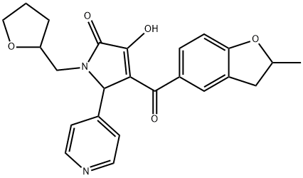 3-hydroxy-4-[(2-methyl-2,3-dihydro-1-benzofuran-5-yl)carbonyl]-5-(4-pyridinyl)-1-(tetrahydro-2-furanylmethyl)-1,5-dihydro-2H-pyrrol-2-one 구조식 이미지