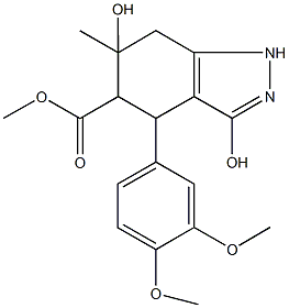 methyl 4-(3,4-dimethoxyphenyl)-3,6-dihydroxy-6-methyl-4,5,6,7-tetrahydro-1H-indazole-5-carboxylate Structure