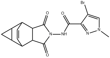 4-bromo-N-(3,5-dioxo-4-azatetracyclo[5.3.2.0~2,6~.0~8,10~]dodec-11-en-4-yl)-1-methyl-1H-pyrazole-3-carboxamide 구조식 이미지