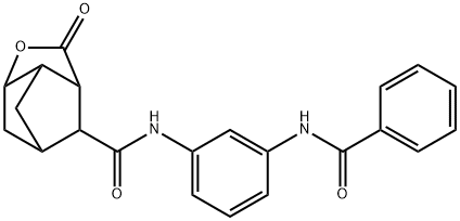 N-[3-(benzoylamino)phenyl]-5-oxo-4-oxatricyclo[4.2.1.0~3,7~]nonane-9-carboxamide 구조식 이미지