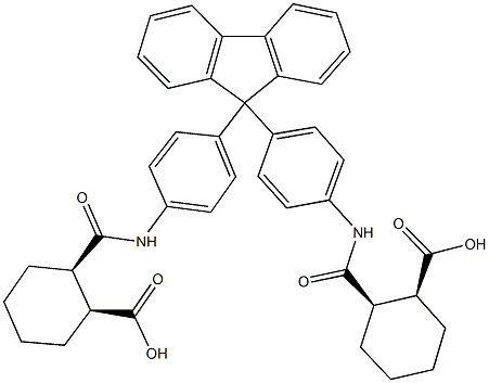 2-({4-[9-(4-{[(2-carboxycyclohexyl)carbonyl]amino}phenyl)-9H-fluoren-9-yl]anilino}carbonyl)cyclohexanecarboxylic acid Structure