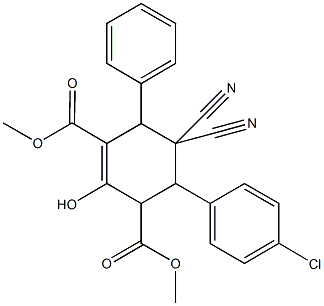 dimethyl 4-(4-chlorophenyl)-5,5-dicyano-2-hydroxy-6-phenyl-1-cyclohexene-1,3-dicarboxylate 구조식 이미지