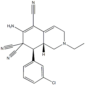 6-amino-8-(3-chlorophenyl)-2-ethyl-2,3,8,8a-tetrahydro-5,7,7(1H)-isoquinolinetricarbonitrile 구조식 이미지