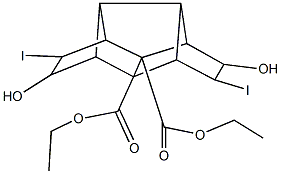 diethyl 5,12-dihydroxy-6,11-diiodopentacyclo[6.4.0.0~2,10~.0~3,7~.0~4,9~]dodecane-8,9-dicarboxylate 구조식 이미지