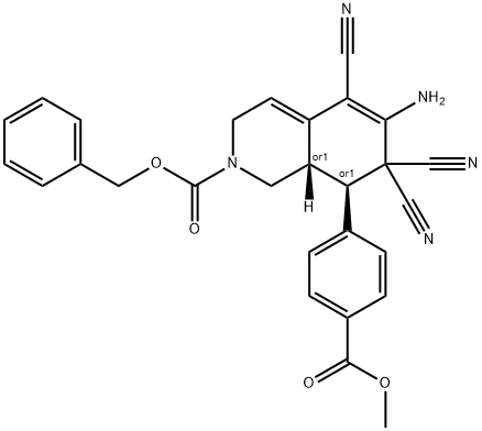 benzyl 6-amino-5,7,7-tricyano-8-[4-(methoxycarbonyl)phenyl]-3,7,8,8a-tetrahydro-2(1H)-isoquinolinecarboxylate Structure