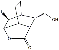 10-(hydroxymethyl)-2-iodo-4-oxatricyclo[4.3.1.0~3,7~]decan-5-one 구조식 이미지