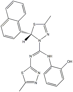 N-(2-hydroxyphenyl)-5-methyl-N'-(5-methyl-1,3,4-thiadiazol-2-yl)-2-(1-naphthyl)-1,3,4-thiadiazole-3(2H)-carboximidamide 구조식 이미지