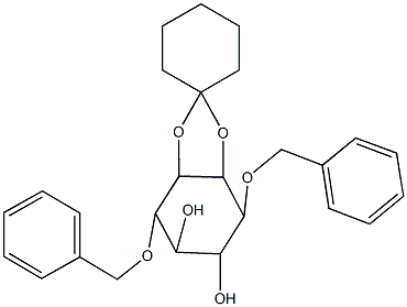 6,9-bis(benzyloxy)-spiro(2,4-dioxabicyclo[4.3.0]nonane-3,1'-cyclohexane)-7,8-diol 구조식 이미지