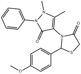 3-(1,5-dimethyl-3-oxo-2-phenyl-2,3-dihydro-1H-pyrazol-4-yl)-2-(4-methoxyphenyl)-1,3-thiazolidin-4-one Structure