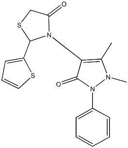 3-(1,5-dimethyl-3-oxo-2-phenyl-2,3-dihydro-1H-pyrazol-4-yl)-2-(2-thienyl)-1,3-thiazolidin-4-one Structure