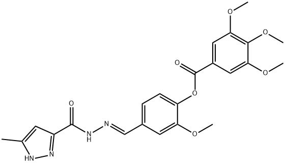 2-methoxy-4-{2-[(3-methyl-1H-pyrazol-5-yl)carbonyl]carbohydrazonoyl}phenyl 3,4,5-trimethoxybenzoate 구조식 이미지
