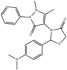 2-[4-(dimethylamino)phenyl]-3-(1,5-dimethyl-3-oxo-2-phenyl-2,3-dihydro-1H-pyrazol-4-yl)-1,3-thiazolidin-4-one 구조식 이미지