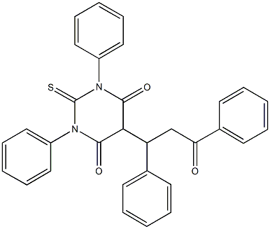 5-(3-oxo-1,3-diphenylpropyl)-1,3-diphenyl-2-thioxodihydro-4,6(1H,5H)-pyrimidinedione 구조식 이미지