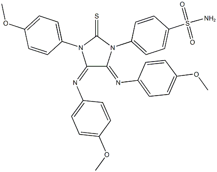 4-{3-(4-methoxyphenyl)-4,5-bis[(4-methoxyphenyl)imino]-2-thioxoimidazolidin-1-yl}benzenesulfonamide 구조식 이미지