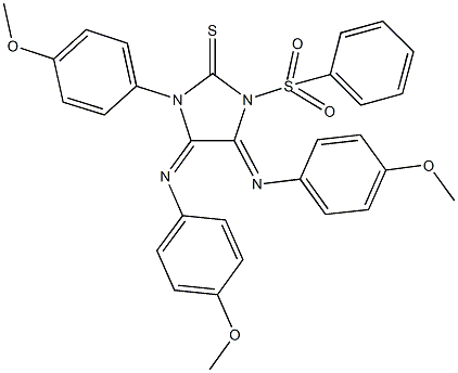 1-(4-methoxyphenyl)-4,5-bis[(4-methoxyphenyl)imino]-3-(phenylsulfonyl)imidazolidine-2-thione 구조식 이미지