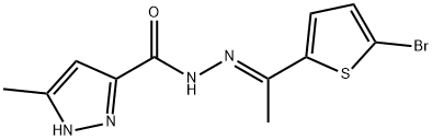 N'-[1-(5-bromo-2-thienyl)ethylidene]-3-methyl-1H-pyrazole-5-carbohydrazide 구조식 이미지