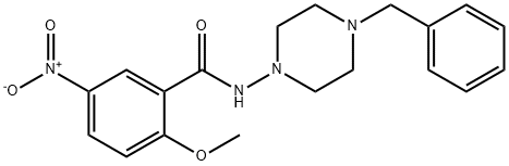 N-(4-benzyl-1-piperazinyl)-5-nitro-2-methoxybenzamide 구조식 이미지