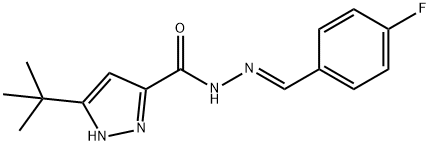 3-tert-butyl-N'-(4-fluorobenzylidene)-1H-pyrazole-5-carbohydrazide 구조식 이미지